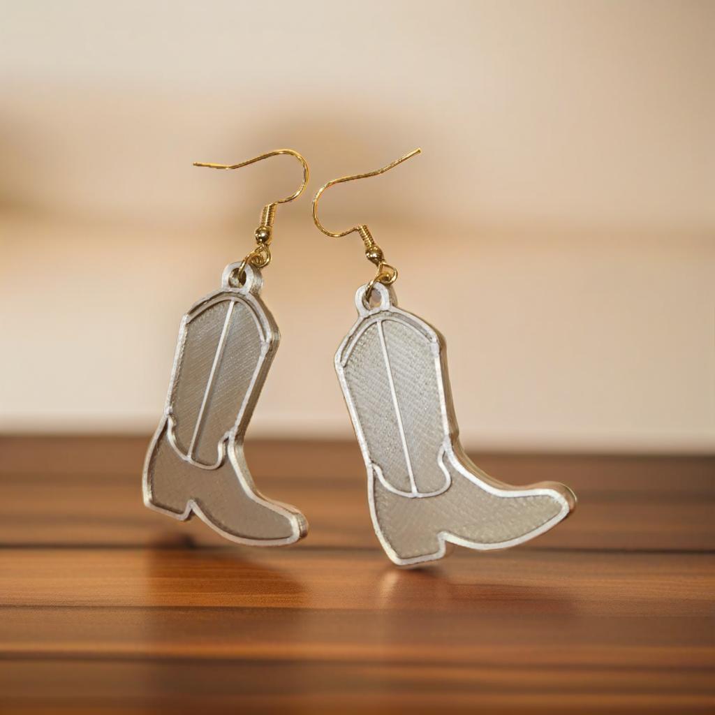 Cowboy boot earrings pair close up