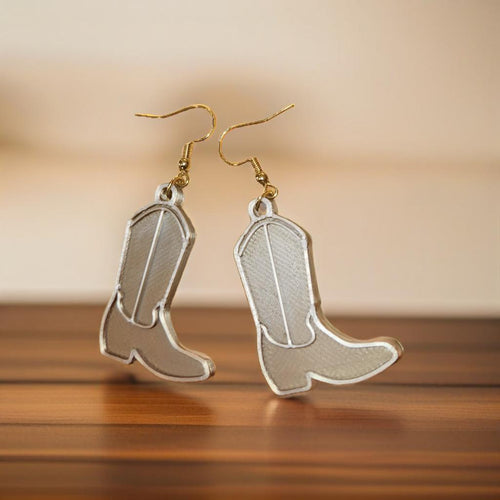 Cowboy boot earrings pair close up