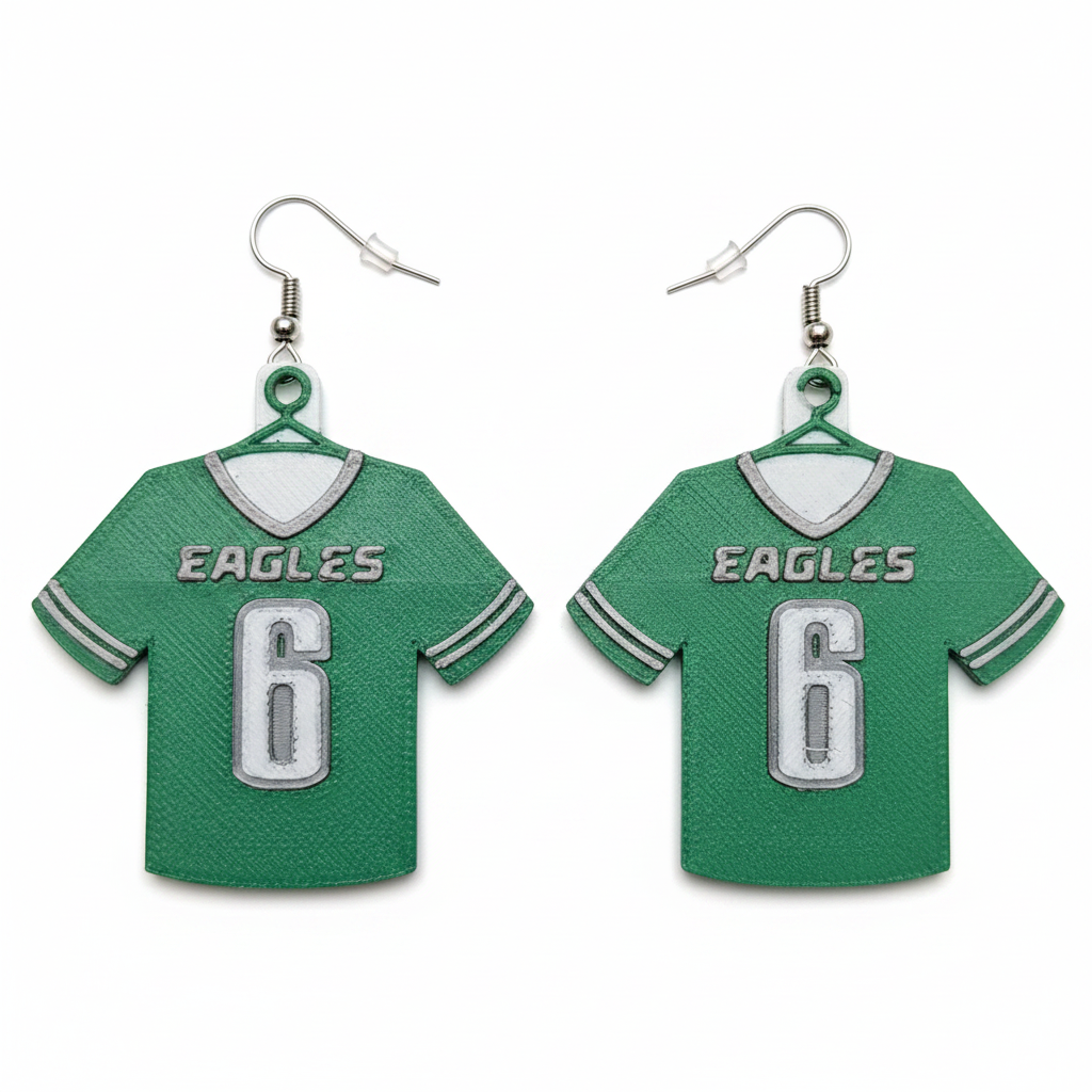 Eagles Jersey Earrings - White Background