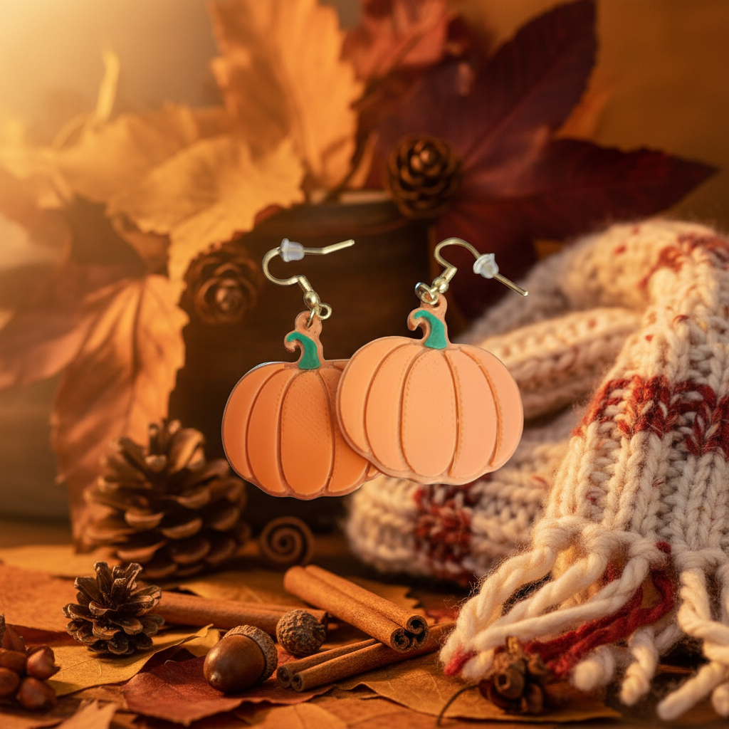 Pumpkin earrings fall detail