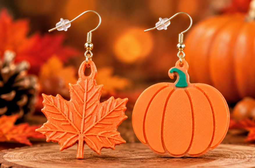Fall Favorites - Copper Leaf & Orange Pumpkin Earrings